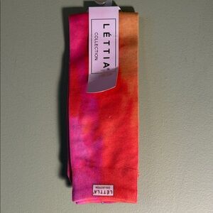 Lettia Women's Pink & Orange Tie-Dye Crew Socks